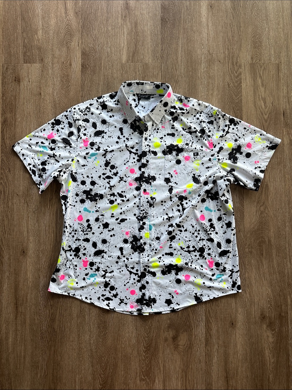 Sunday Swagger Splatter Button Up Short Sleeve Shirt XXL Golf